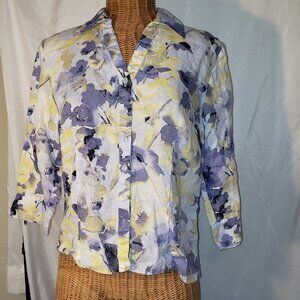 Ladies JM COLLECTION Linen Shirt in Floral Print - 8P